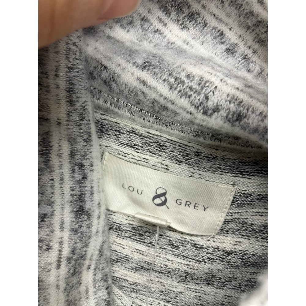 Lou & Grey Nordstrom Grey Stripe Ribbed Knit Turtleneck Sweater Top Size M New - Picture 3 of 7